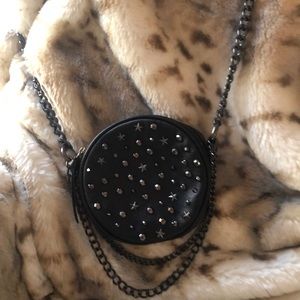 RARE Betsy Johnson black leather crossbody bag